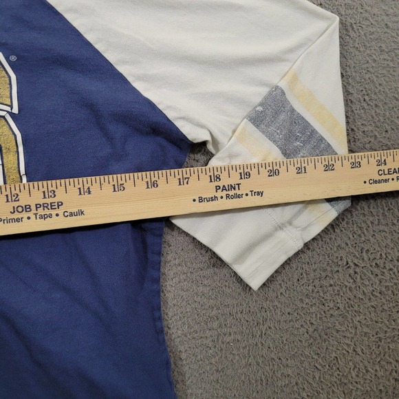 St Louis Blues Shirt Womens Medium Blue White Henley Vneck 3/4 Sleeve‎ Tee - Picture 8 of 10